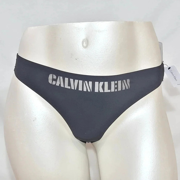 LARGE Calvin Klein QF4068 Logo-Waist Laser Thong Black NWT New with Tags - Picture 1 of 9